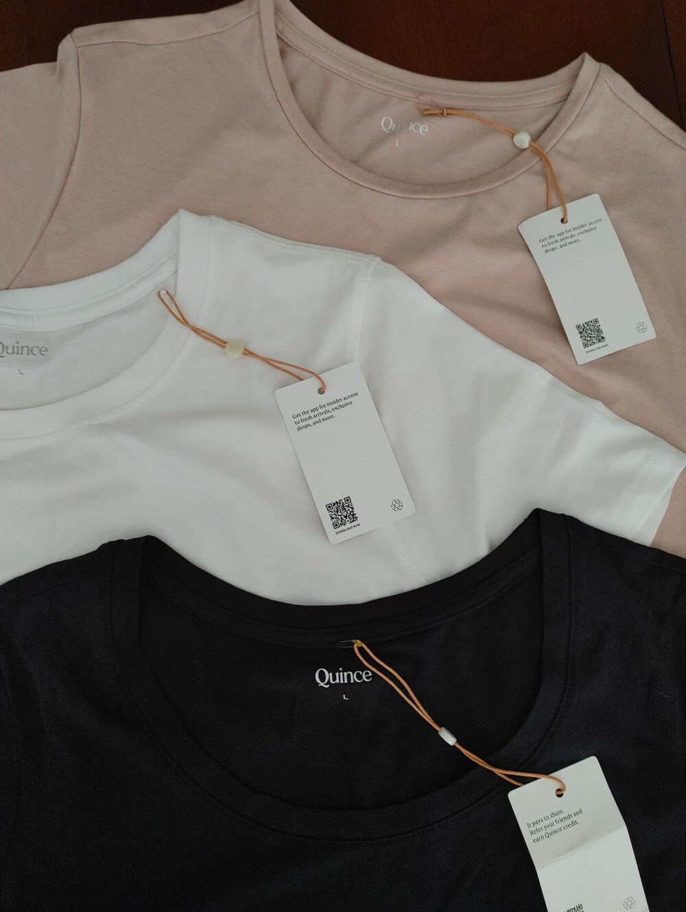 Quince Womens size US L Classic Crewneck Tee - Pink, White, Black (#469)